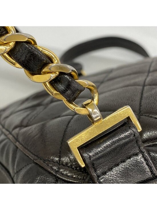 Chanel Backpack Quilted Lambskin Black Gold main image 5